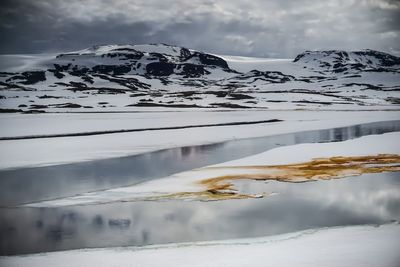 Scenic view of frozen lake against sky