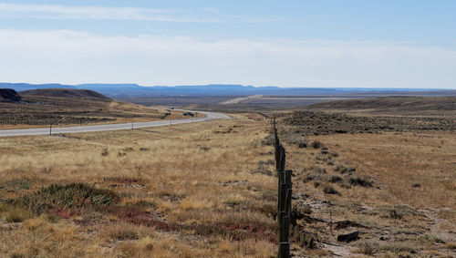 Scenic view of land against sky