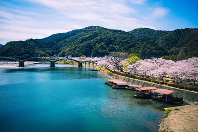 Bridge over river against sky