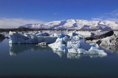 Iceberg in sunny day in jokulsarlon lagoon, iceland.