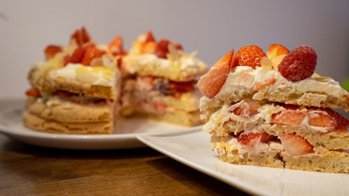 Close-up of dessert in plate on table