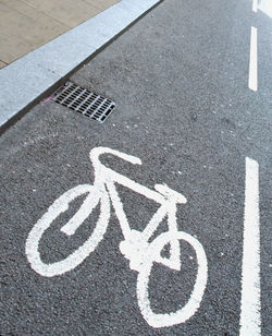 High angle view of road sign