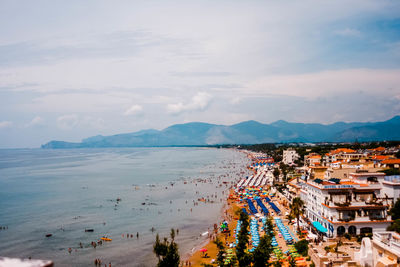 High angle view of beach against sky