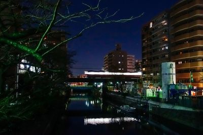 Illuminated city at night