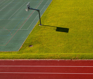 High angle view of playing field