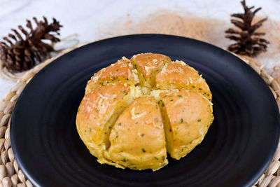 High angle view of food in plate