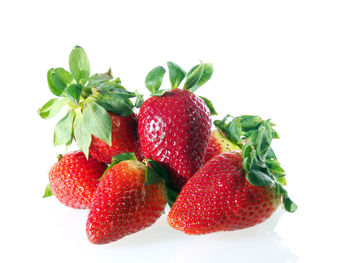 Close-up of red fruit on white background