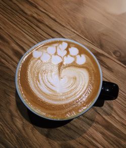 High angle view of coffee on table