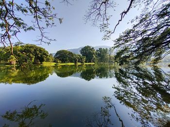 Scenic view of lake against sky