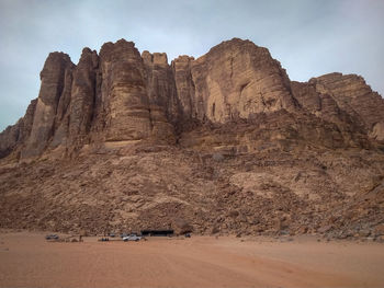 Rock formations in desert against sky