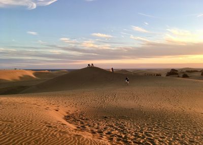 Scenic view of desert against sky during sunset