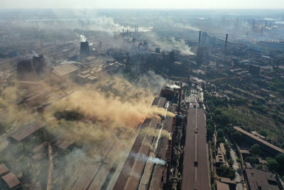 Factories smoke toxic substances into the atmosphere