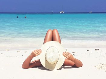 Woman relaxing on beach