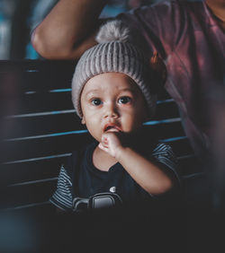 Portrait of cute baby girl at home