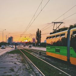 Railroad tracks at sunset