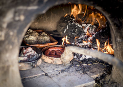 High angle view of firewood