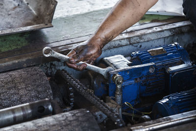 High angle view of man working