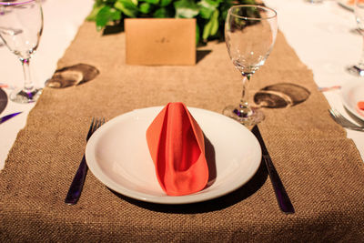 Close-up of cake served on table