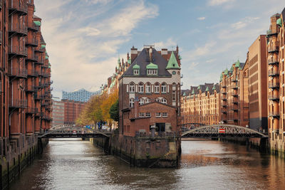 Canal amidst buildings in city