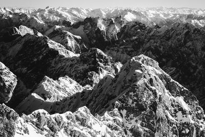 High angle view of rock formation against sky