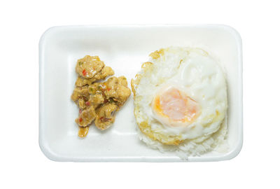 High angle view of breakfast served in plate