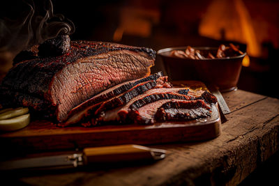 Close-up of food on table