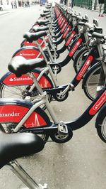 Close-up of bicycle parked on street