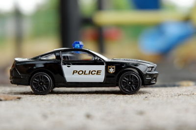 Close-up of toy car