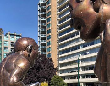 Low angle view of statue in city