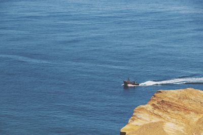 High angle view of sea against clear sky