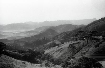 High angle view of mountains against sky