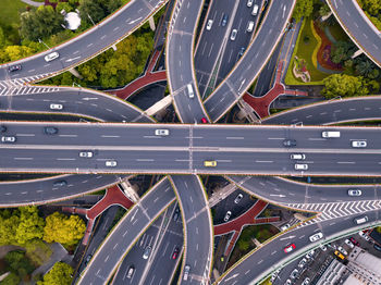 High angle view of airplane on road