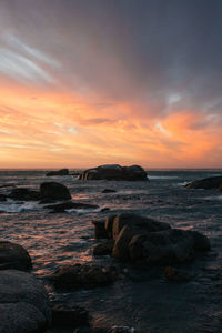 Scenic view of sea against sky during sunset