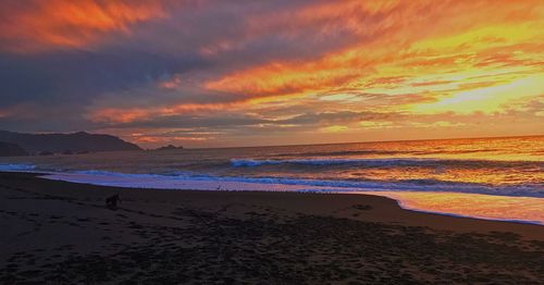 Scenic view of beach during sunset