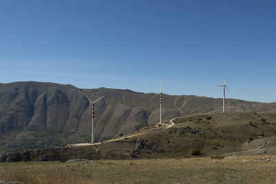 Scenic view of landscape against clear blue sky