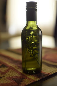 Close-up of bottle on table