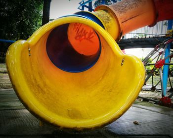 Close-up of yellow playground