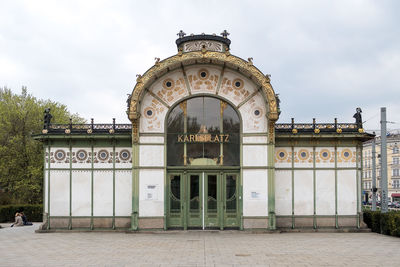 Exterior of historic building against sky