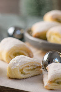 Close-up of dessert on table