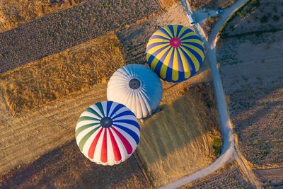 Hot air balloon flying over water