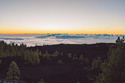 Scenic view of landscape against sky during sunset