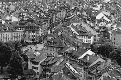 High angle view of buildings in city