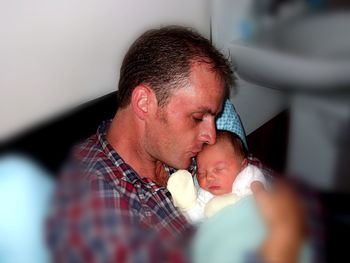 Close-up of father with baby boy