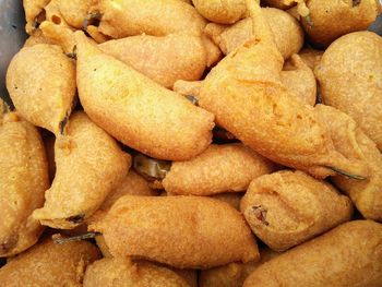 Close-up of chili pakodas