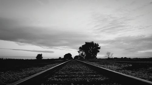 Railroad track passing through field