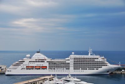 Ship in sea against sky