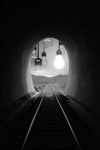 Railroad tracks in tunnel