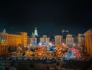 Illuminated city at night