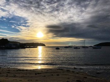 Scenic view of sea against sky during sunset