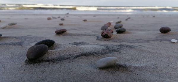 Close-up of stones on beach